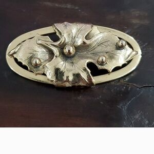 Whiting & Davis Gold Leaf Brooch Art Nouveau